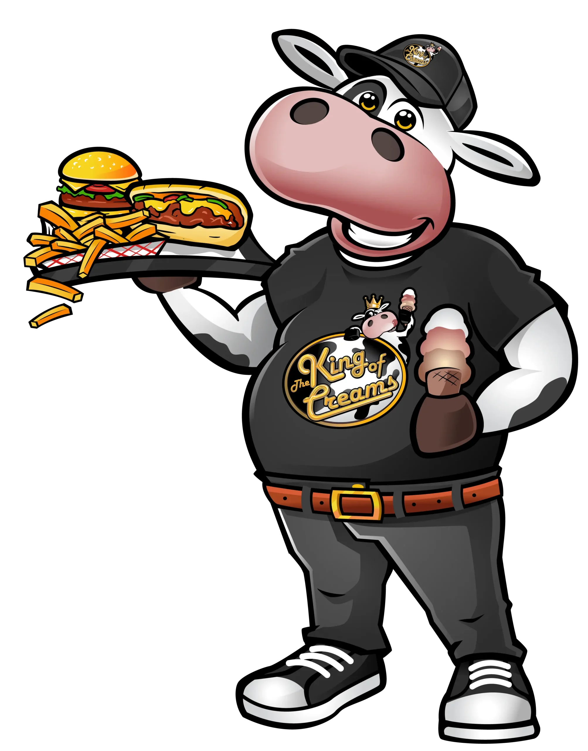 cow holding burgers