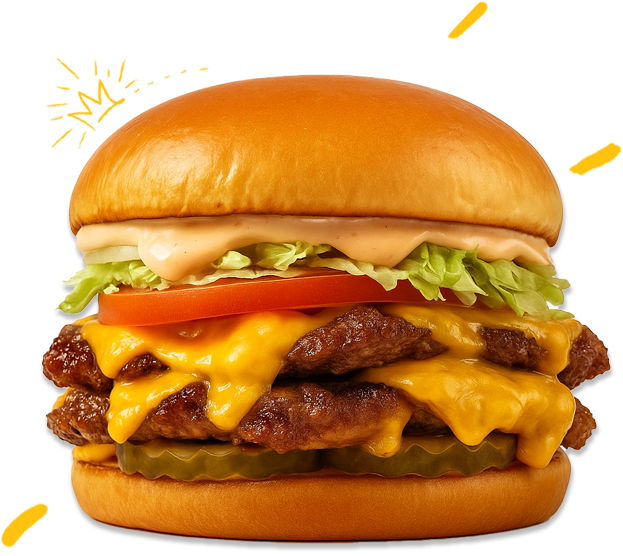 a type of hamburger with two beef patties and cheese