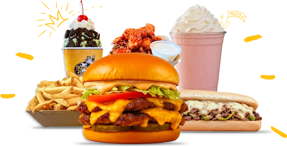 ast-casual food items, prominently featuring a